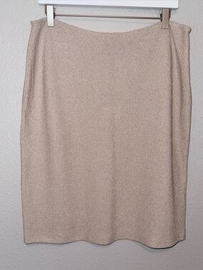 NWT St. John Almond Shimmer Wool Blend Pencil Skirt Size 14 Sophisticated Chic